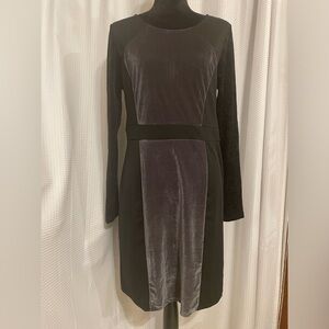 Black & gray long sleeve velvet combo gothic vibe dress size large NWT